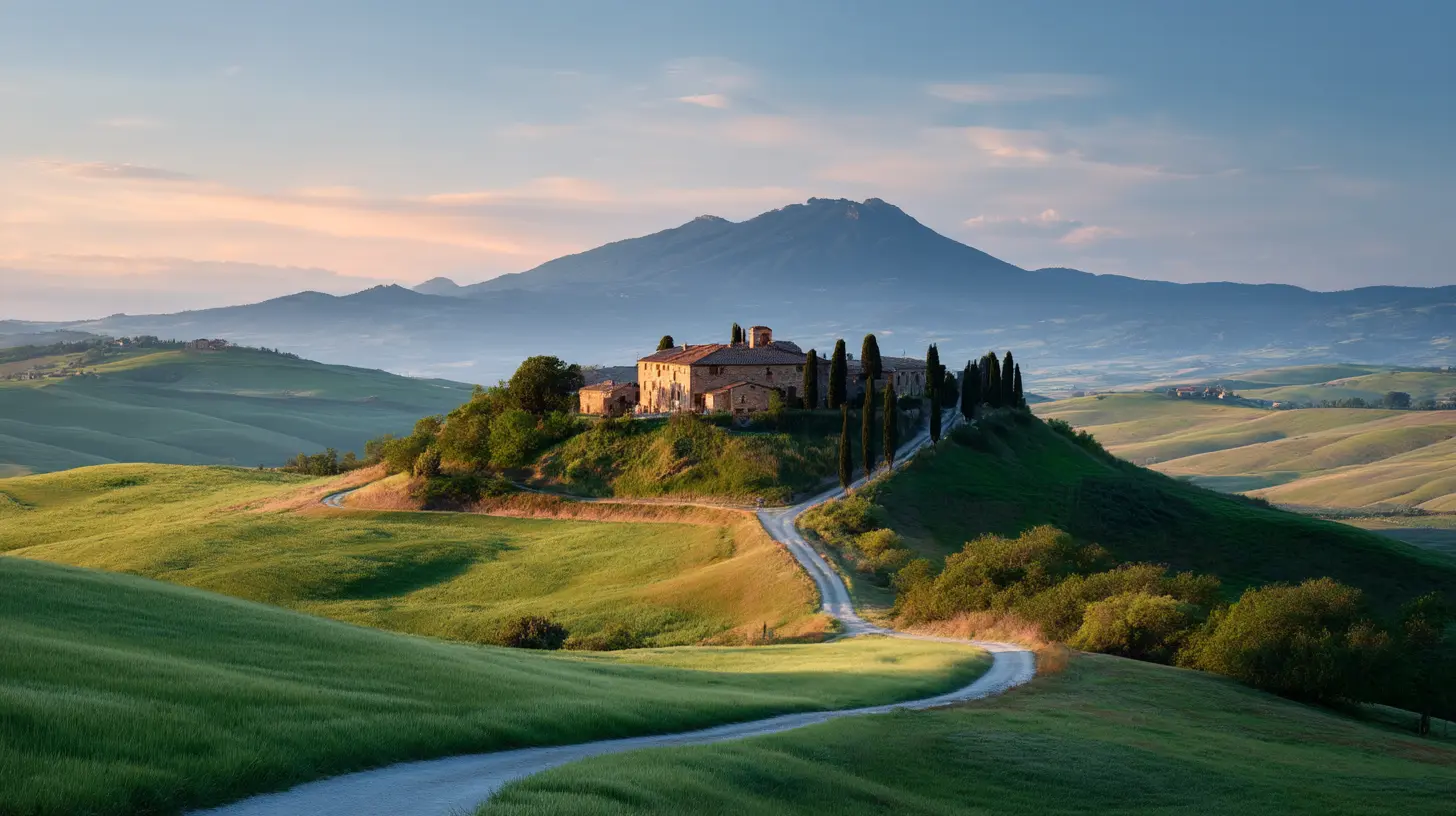Paesaggio italiano composito, simbolo del turismo sostenibile Italia mete e della bellezza eco-friendly.