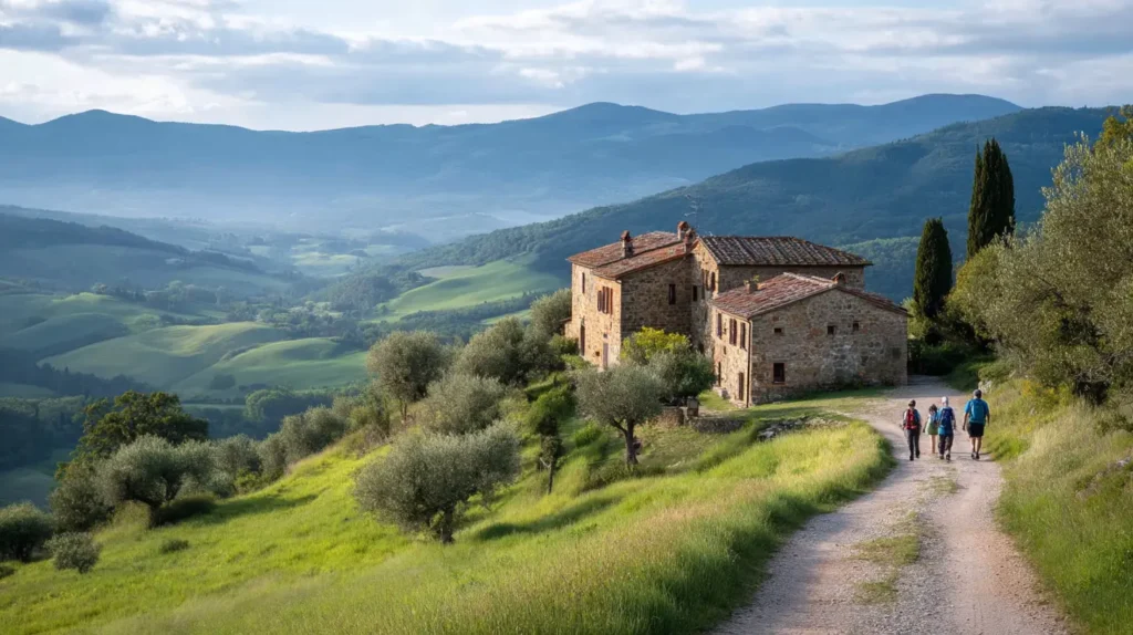 Mani che curano una piantina, metafora dei viaggi eco-friendly Italia e dei benefici del turismo sostenibile.