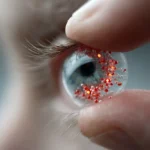 Lente a contatto infrarossa occhi chiusi con nanoparticelle luminescenti