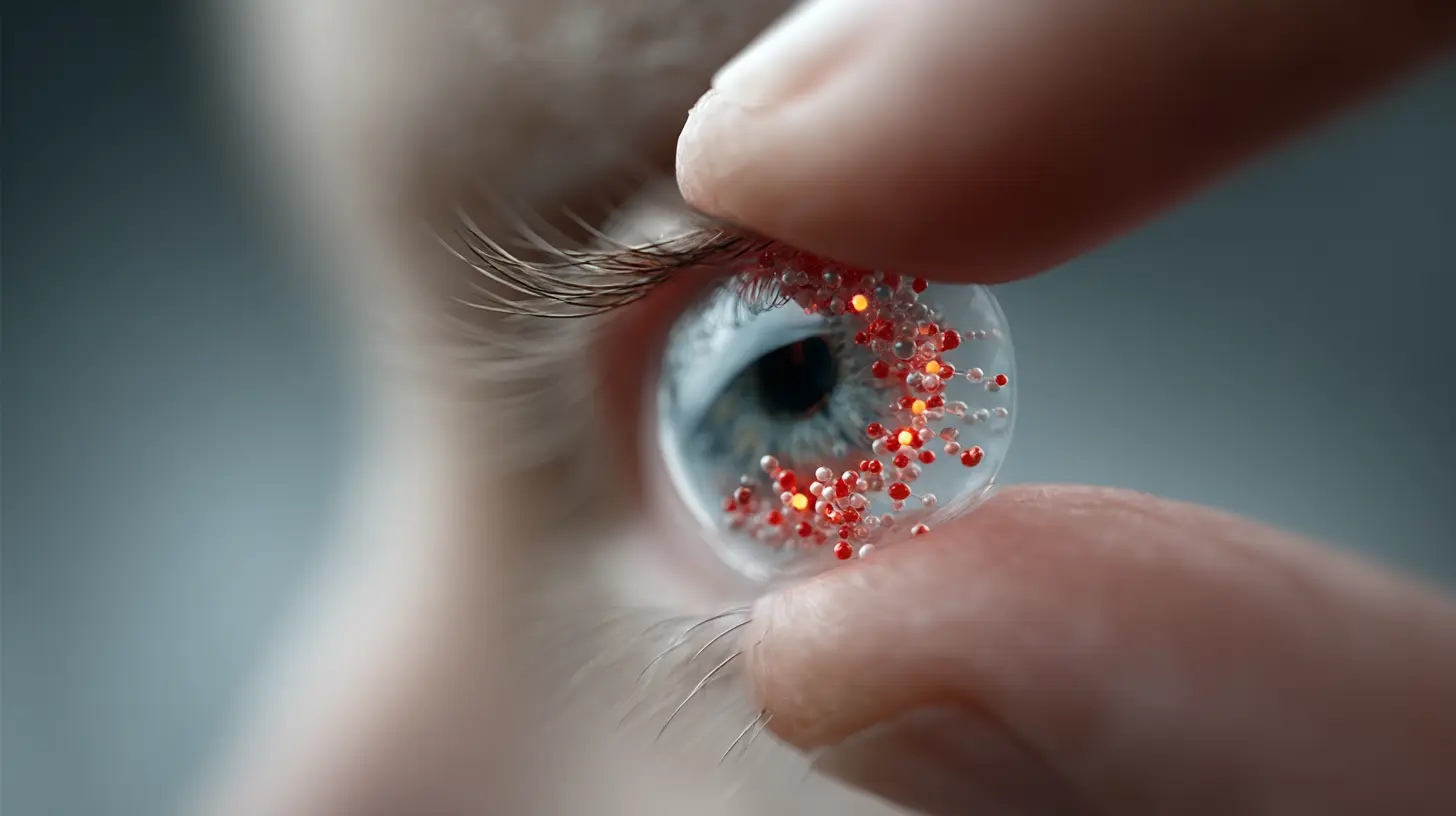 Lente a contatto infrarossa occhi chiusi con nanoparticelle luminescenti