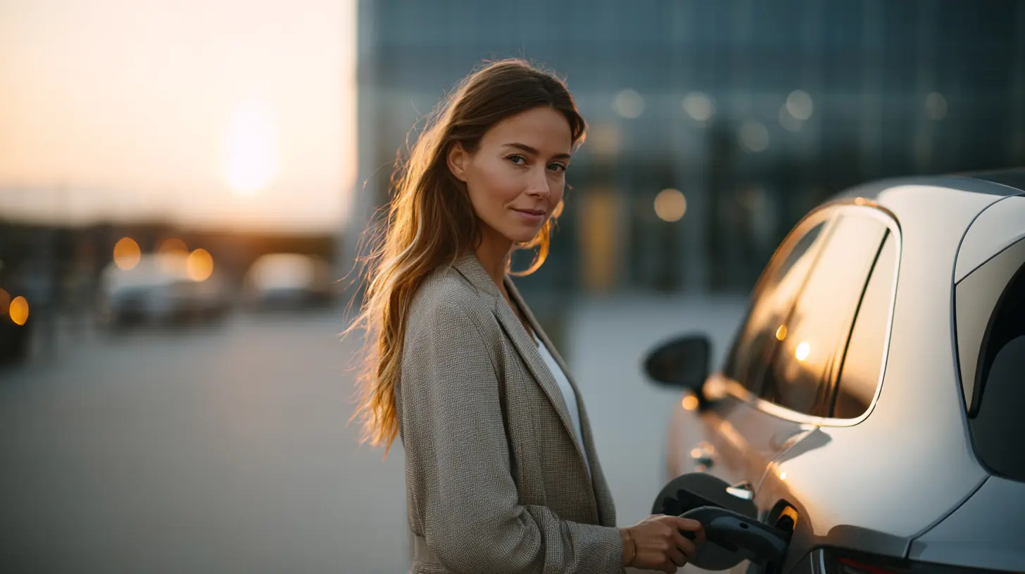 Donna collega SUV elettrico aziendale, auto elettrica senza Ecobonus 2025