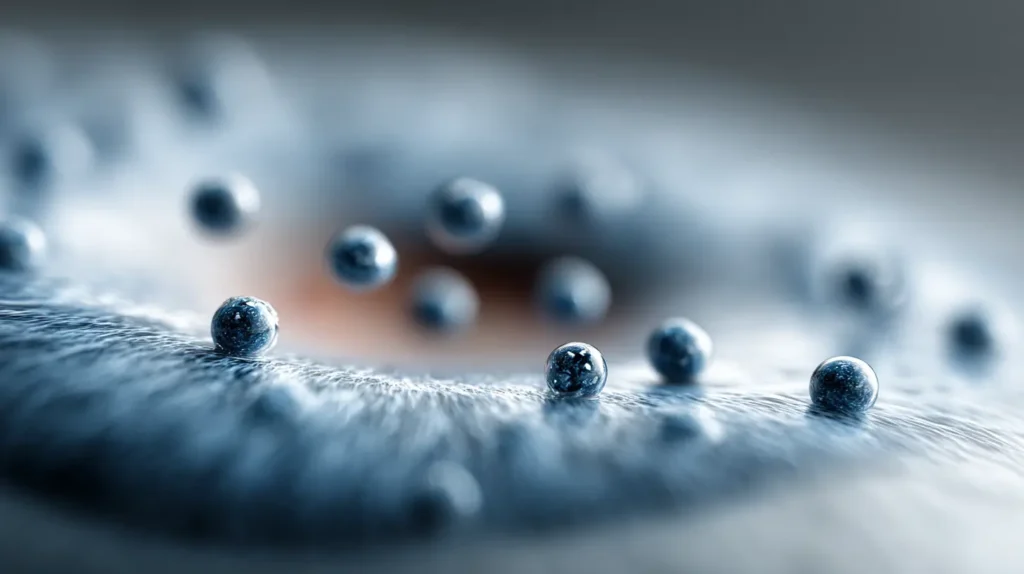 Superficie di lente a contatto infrarossa occhi chiusi con nanoparticelle per upconversion