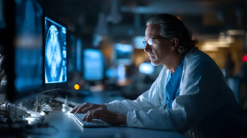 AI in radiologia 2025 tecnologia avanzata e medici che collaborano