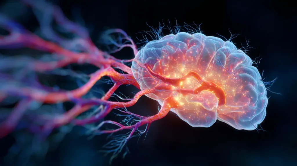 Cervello protetto dalla molecola della longevità con reti neurali attive