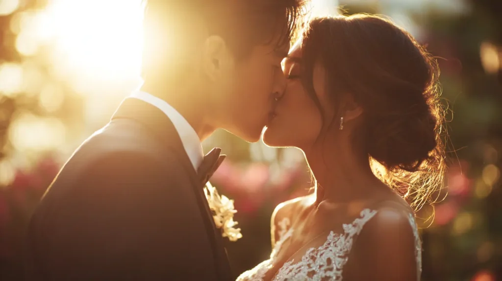 bacio moglie longevità uomini matrimonio coppia felice salute