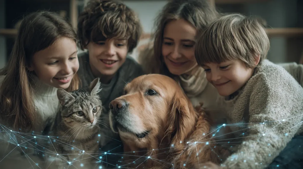intelligenza artificiale animali domestici comunicazione famiglia felice bambini risultati