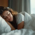Persona che dorme tranquillamente per illustrare le cause sudorazione notturna eccessiva