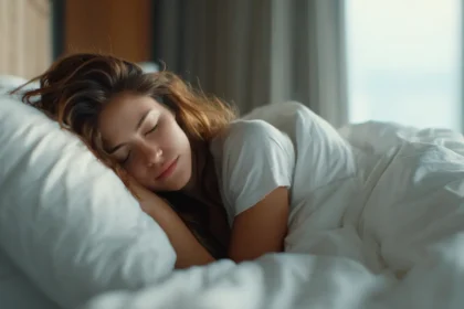 Persona che dorme tranquillamente per illustrare le cause sudorazione notturna eccessiva