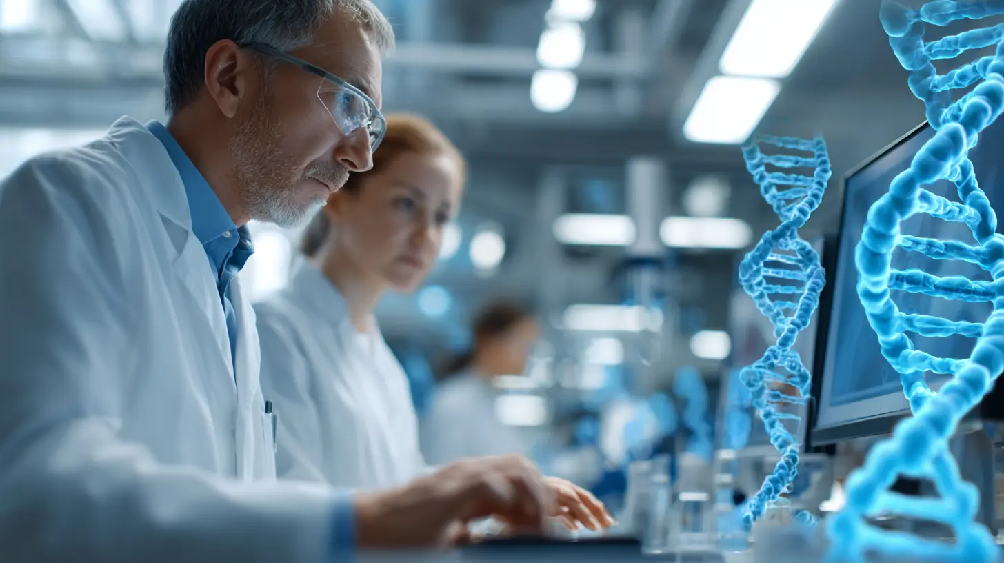 Ricercatori che studiano la molecola della longevità in laboratorio avanzato