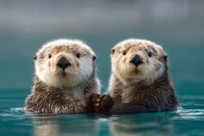 lontra di mare si tengono per mano